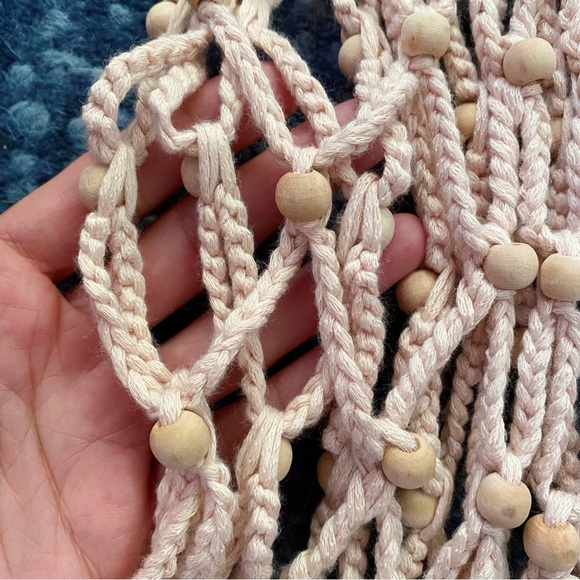 π ZARA TAN CROCHET CUT OUT HIGH WAIST BEADED FRINGE BEACH SKIRT! - Picture 6 of 11